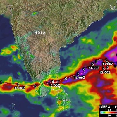 Tropical Cyclone Gaja's Rainfall Measured With IMERG 