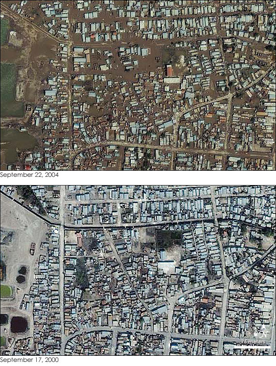 Flooding in Gonaives Haiti, before and after
