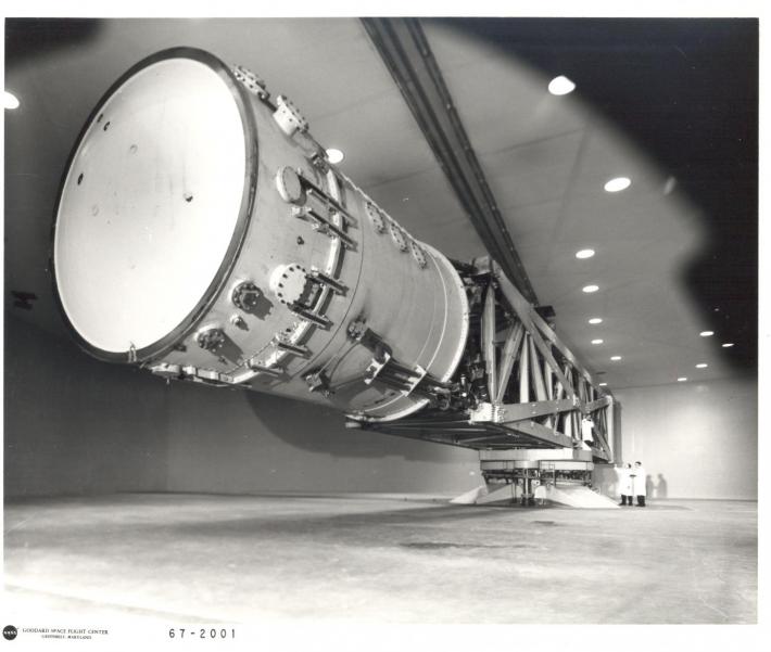Black and white image of the high capacity centrifuge in the 1960's