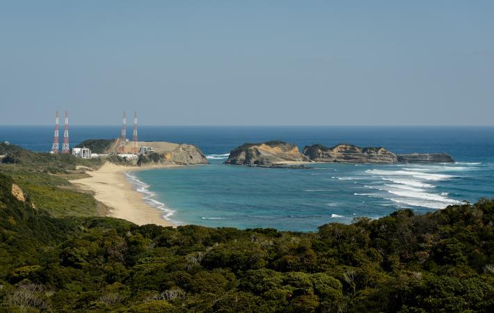 View of the launch site and beach at Tanegashima Space Center