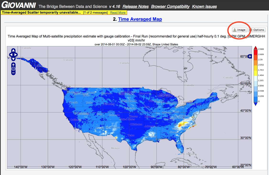 Figure 4. The resulting map showing IMERG data focused on the continental United States.