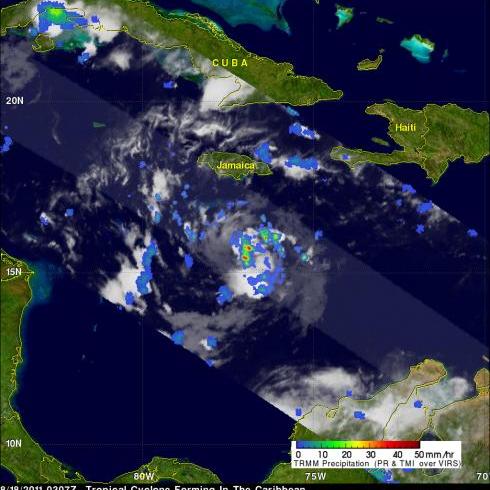 TRMM Image of tropical cyclone forming in the Caribbean