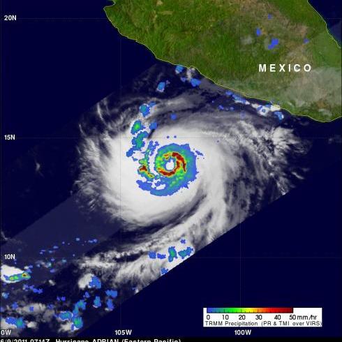 TRMM image of hurricane Adrian near Mexico