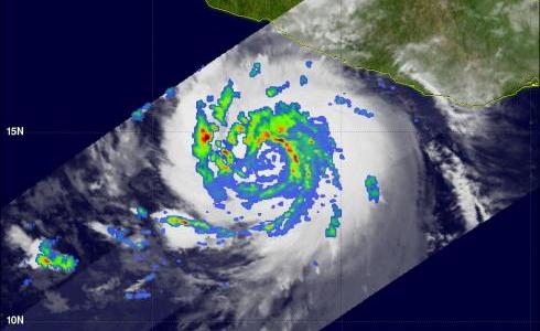 TRMM image of Dora near the southern coast of Mexico