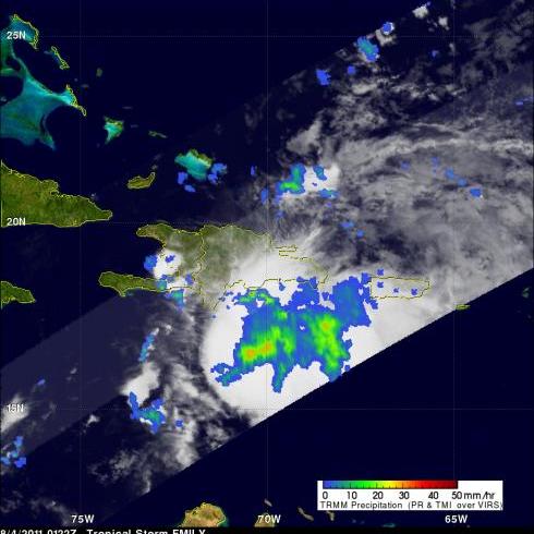 TRMM image of heavy rainfall in Emily