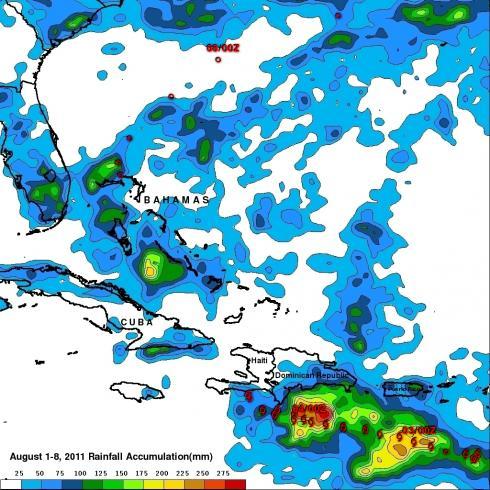 TRMM image of Emily rainfall