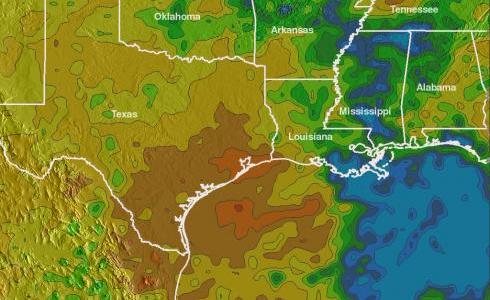 TRMM rain map of Texas anomaly