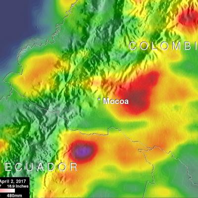 Deadly Flooding Rains Near Mocoa, Colombia Measured By IMERG 