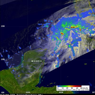 TRMM image of developing tropical cyclone near Mexico