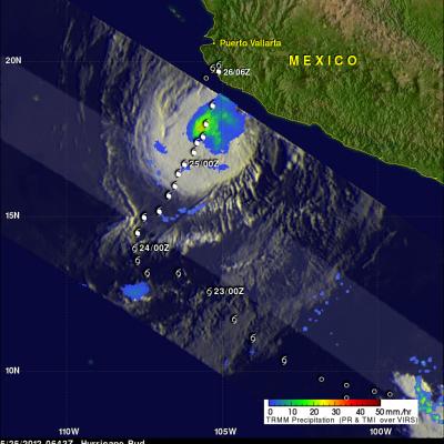 TRMM image of hurricane Bud approaching Mexico