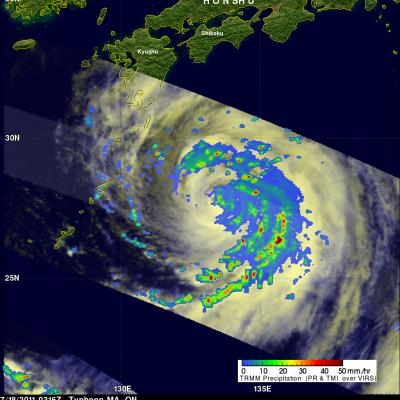 TRMM image of typhoon MA-ON approaching Japan