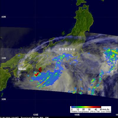 TRMM image of MA-ON weakening over Japan
