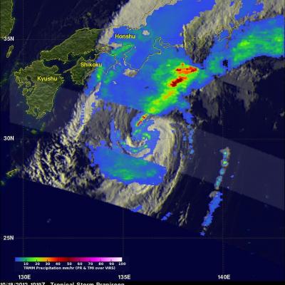 TRMM Sees Prapiroon Near Japan